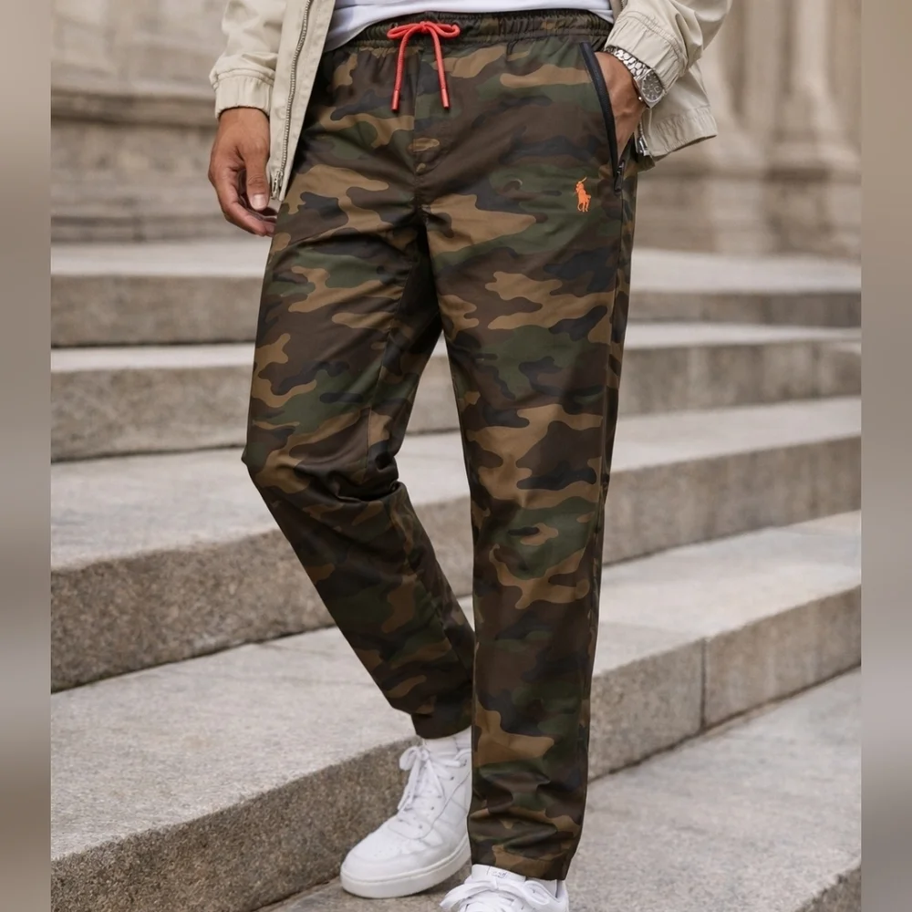 Men's Polo Ralph Lauren Nylon Green Camo  Windbreaker Athletic Pants - Picture 7 of 11